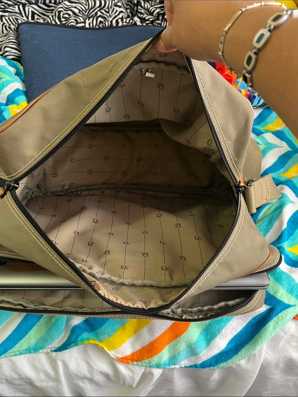 Dior Olive Messenger Bag with Tan Trim